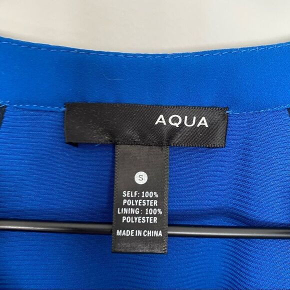 Aqua Small Blue Two Tone Short Sleeve Silky Dress - Picture 8 of 8